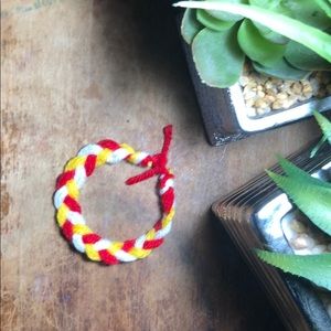 Beautiful Red, Yellow, White Braided Bracelet